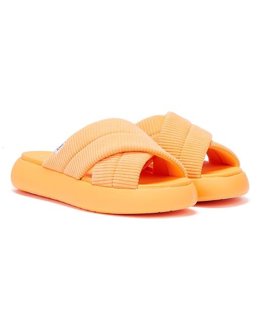 TOMS Rubber Alpargata Mallow Crossover Slides in Orange Lyst