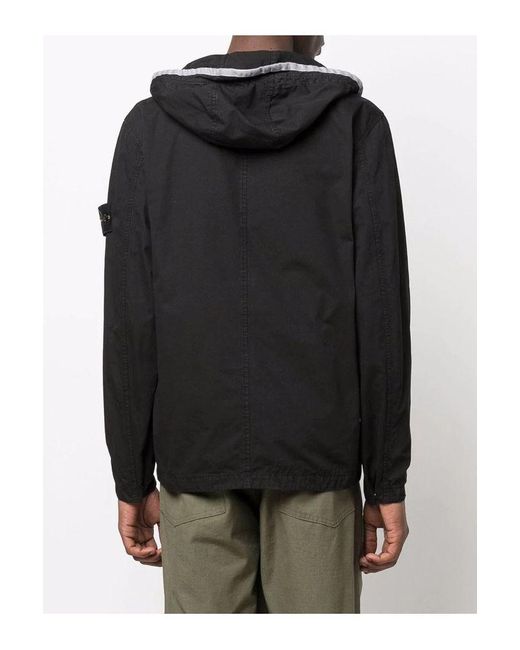 stone island canvas hooded overshirt