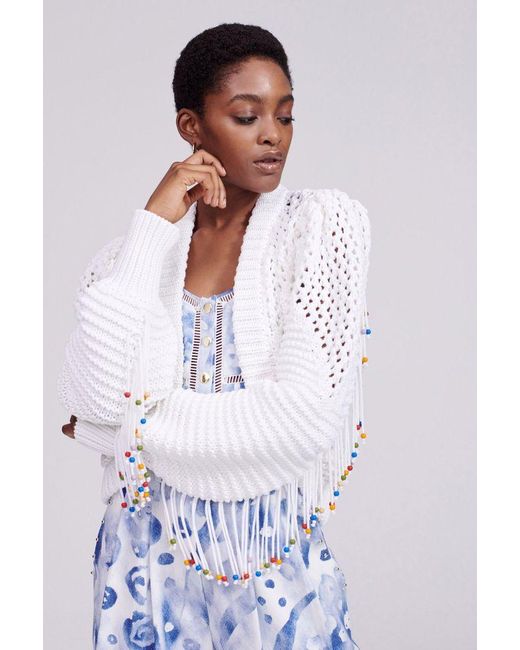 white fringe cardigan