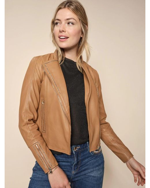 Mos Mosh Metha Leather Jacket in Brown (Natural) | Lyst