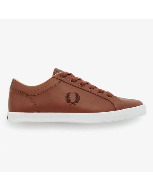 Fred Perry Baseline Leather in Brown for Men | Lyst