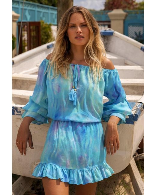 Sophia Alexia Turquoise Wave Malibu Mini Dress in Blue | Lyst
