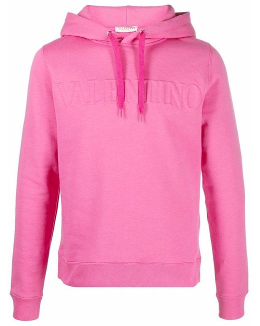 Valentino Embossed Logo Drawstring Hoodie in Pink for Men - Save 10% - Lyst