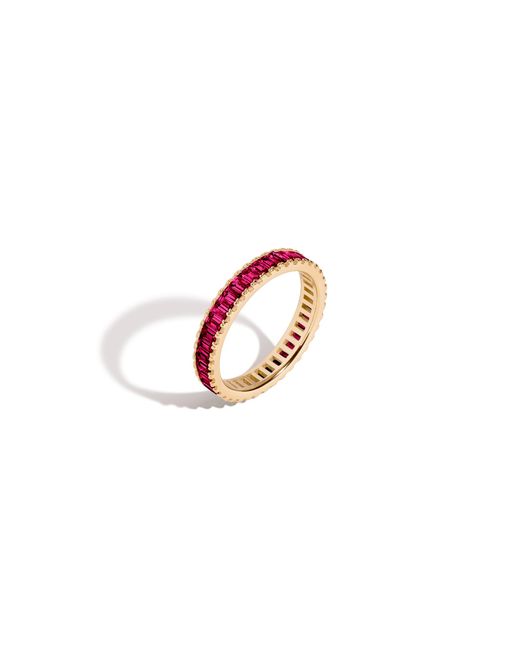 AUrate New York Pink Red Ruby Baguette Eternity Ring