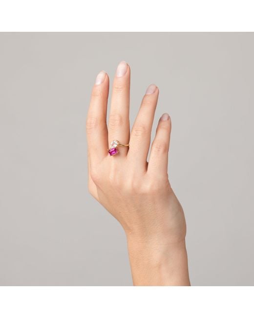 AUrate New York White Toi Et Moi Gemstone Heirloom Ring