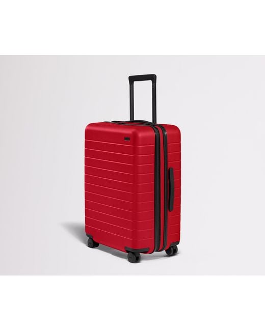 Away Travel Red The Checked Flex Suitcase