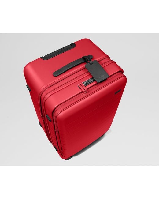 Away Travel Red Topside Medium Checked Suitcase Trunk
