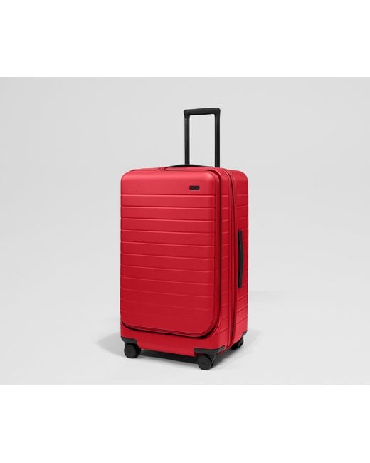 Away Travel Red Topside Medium Checked Suitcase Trunk