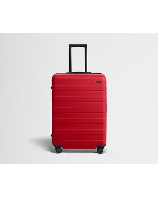 Away Travel Red The Checked Flex Suitcase
