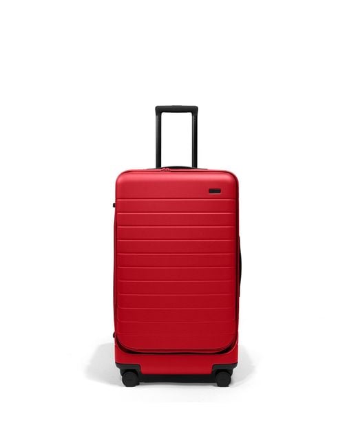 Away Travel Red Topside Medium Checked Suitcase Trunk