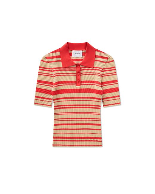Axel Arigato Red Anja Ribbed Polo Top
