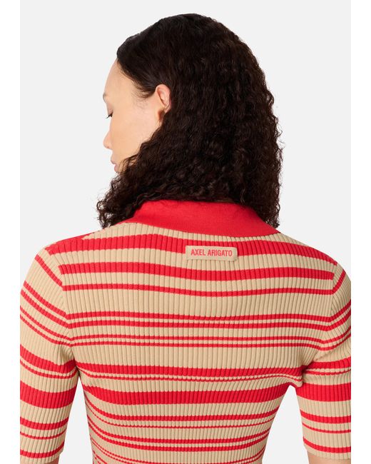 Axel Arigato Red Anja Ribbed Polo Top