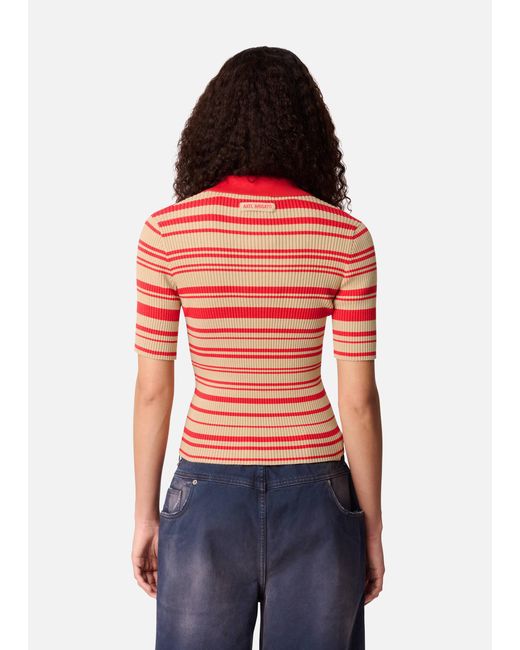 Axel Arigato Red Anja Ribbed Polo Top