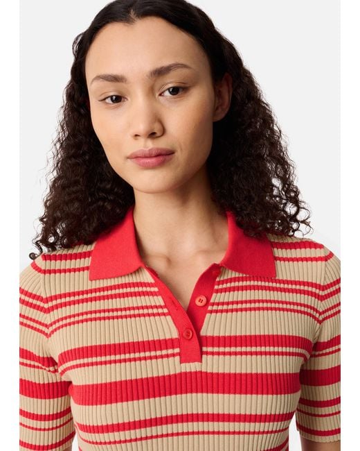 Axel Arigato Red Anja Ribbed Polo Top