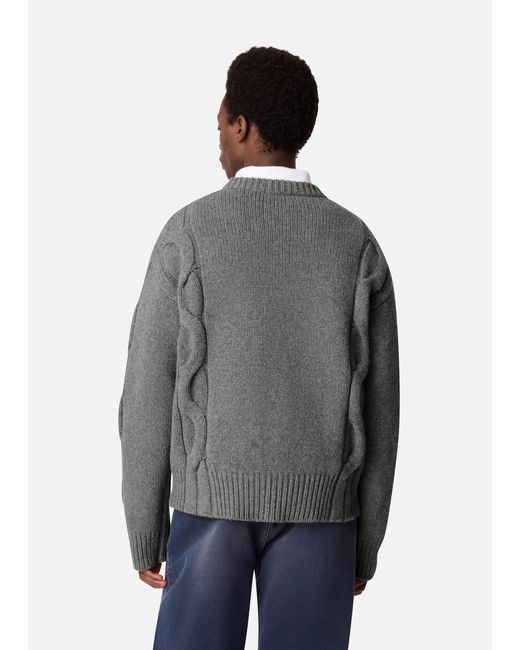 Axel Arigato Gray Beam Cable-Knit Sweater for men