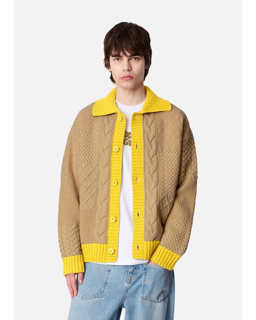 Axel Arigato Yellow Textured Franko Cardigan for men