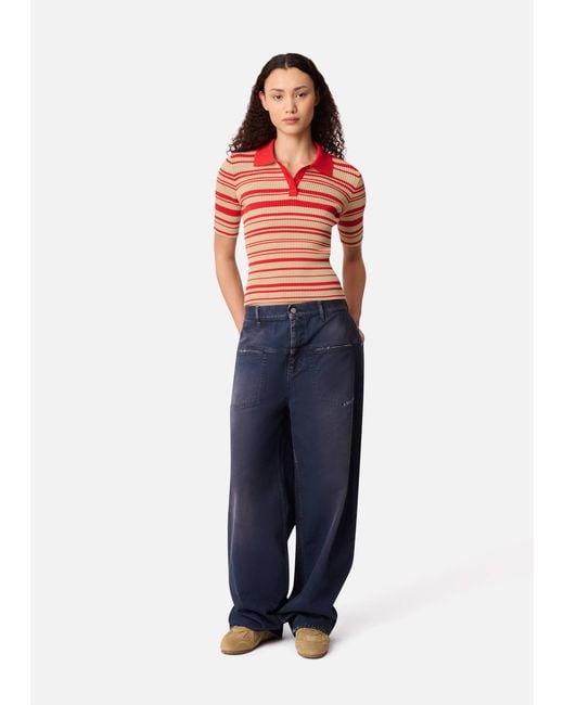 Axel Arigato Red Anja Ribbed Polo Top