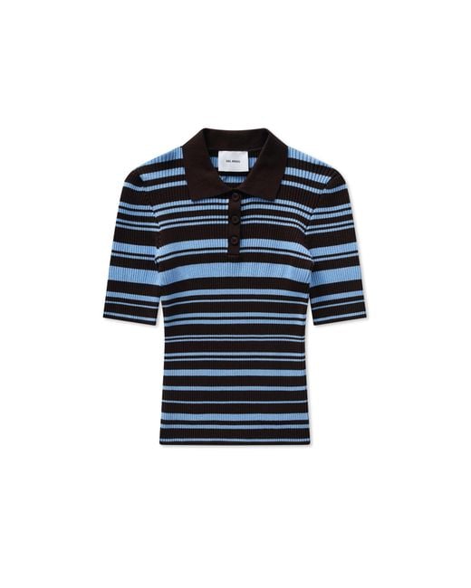 Axel Arigato Blue Anja Ribbed Polo Top