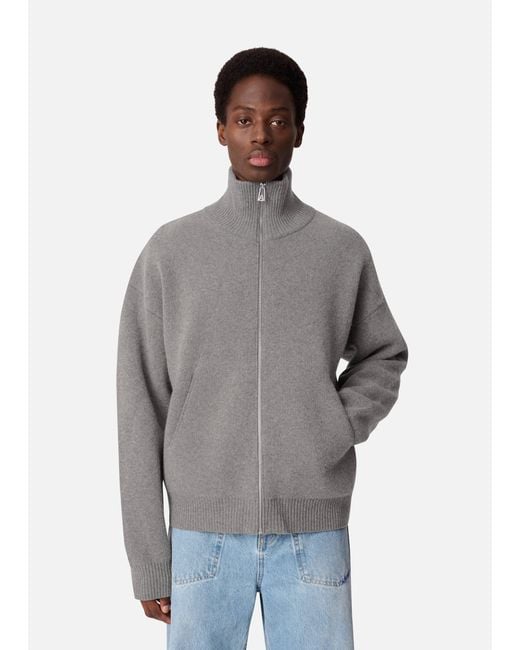 Axel Arigato Gray Soft Wool-Blend Core Zip Sweater for men