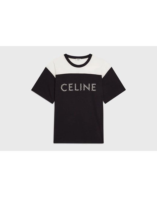 Celine Loose T-shirt In Cotton Jersey With Studs Black White for Men | Lyst