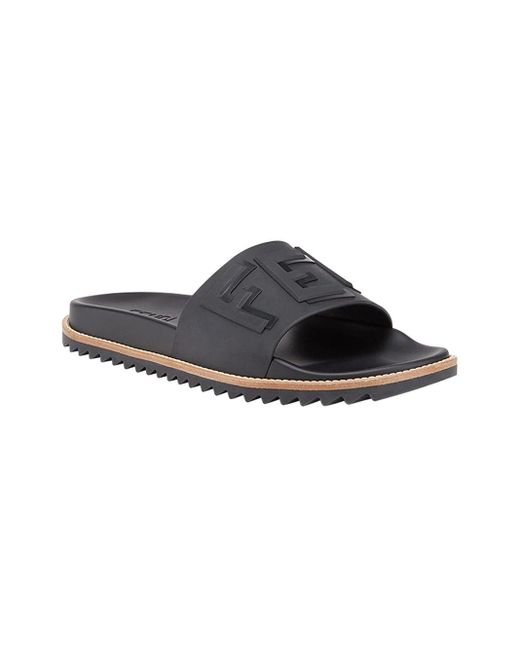 Fendi Leather Logo Embossed Slide Sandals in Black for Men - Save 6% - Lyst