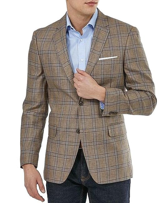 Tommy Hilfiger Suit Jacket Size 44 Long Linen Plaid in Brown for Men ...