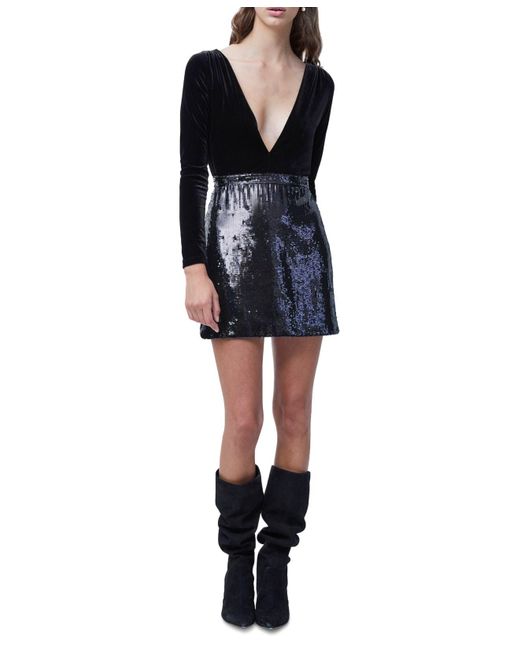 French Connection Dress 2 Sequined Velvet Sheath in Black Lyst