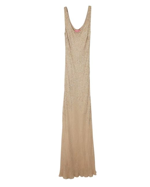 Jenny Packham Silk Embellished Gown in Beige (Natural) - Lyst