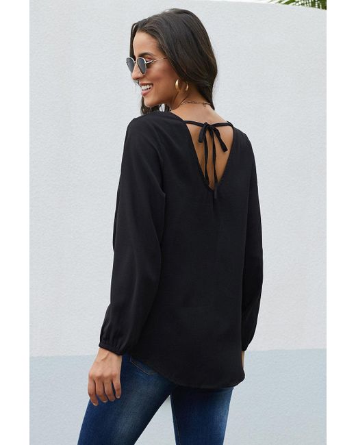 Long Sleeve Twist Front Slit Blouse 
