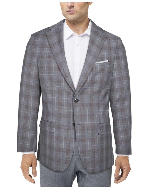 Tallia Wool Suit Jacket Size 44 Plaid Slim-fit 2-button Stretch in Gray ...