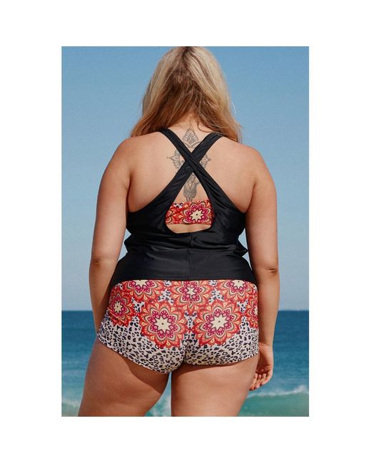 leopard plus size tankini