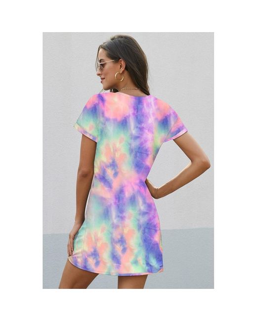 Tie-dye Short Sleeve Side Knot 