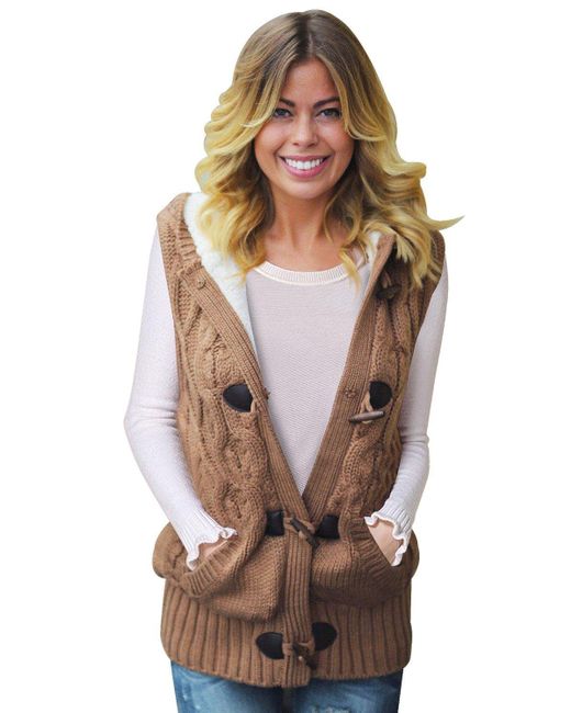 cable knit hooded sweater women's