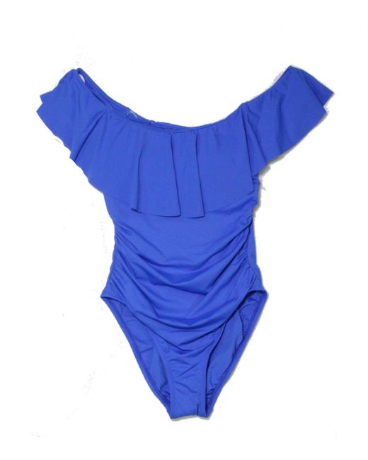 La Blanca Synthetic Swim Size 4 Ruffle One-piece Off-shoulder in Blue ...
