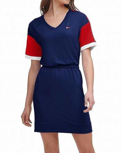 Tommy Hilfiger Synthetic T-shirt Dress Size Medium M Colorblocked in Blue |  Lyst