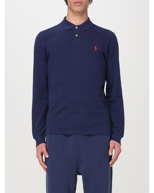 Polo Ralph Lauren Blue Long Sleeve Polo Shirt Classic Fit for men