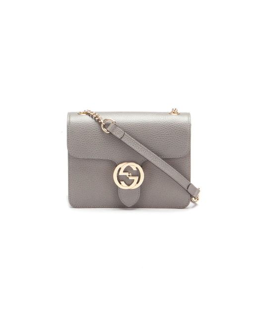 Gucci Preloved Small Interlocking G Leather Crossbody Bag in Gray Lyst