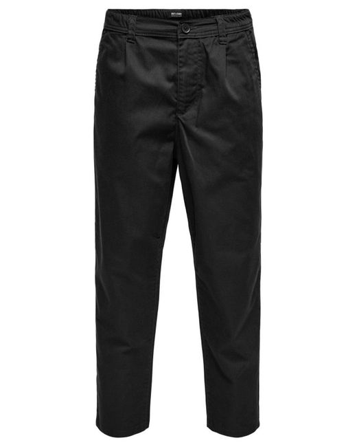 Only \u0026 Sons Cotton Trousers in Black 