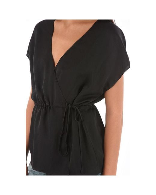 Theory Silk Wrap Top in Black Lyst