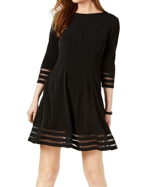Jessica Howard Synthetic Dress Size 4p Petite Aline Illusion in Black