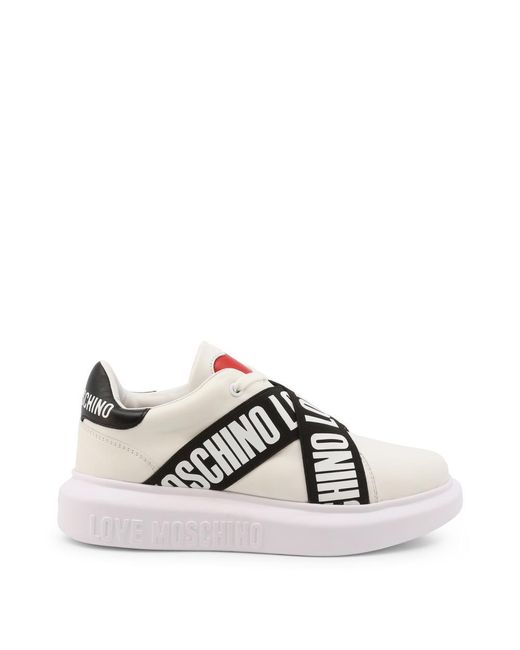 Love Moschino Tape-logo Sneakers in White | Lyst UK