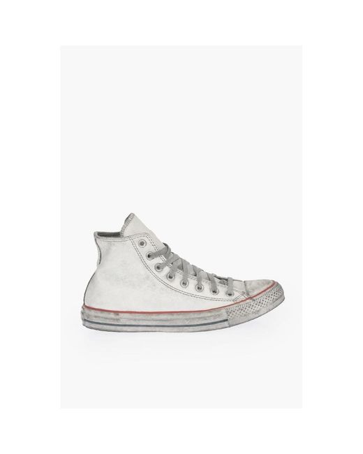 Converse All Star Leather Vintage Effect Sneakers - 37,5 in White | Lyst