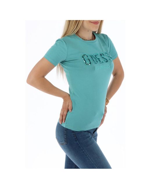 Guess Cotton T-shirts in Light Blue 