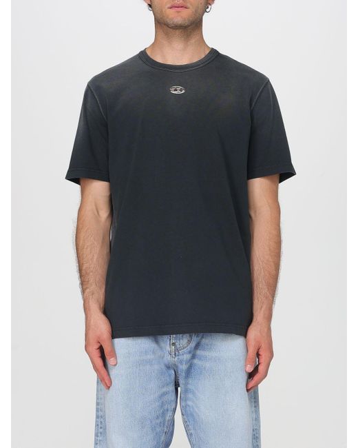 DIESEL Black Classic Short Sleeve Cotton T-Shirt With Crew Neck Casual Wear for men