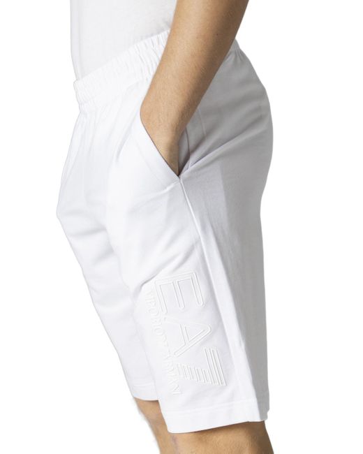 EA7 Cotton Shorts in White for Men 
