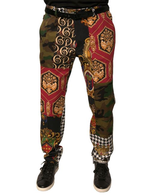 Dolce & Gabbana Black Multicolor Patchwork Men Dress Pants for men