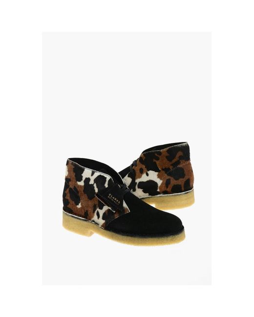 Clarks Animal Patterned Suede Leather And Ponyskin Desert Boots - 38 in  Black | Lyst