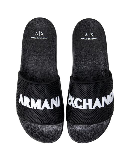 Emporio Armani Synthetic Armani Exchange Slippers in Black for Men - Lyst