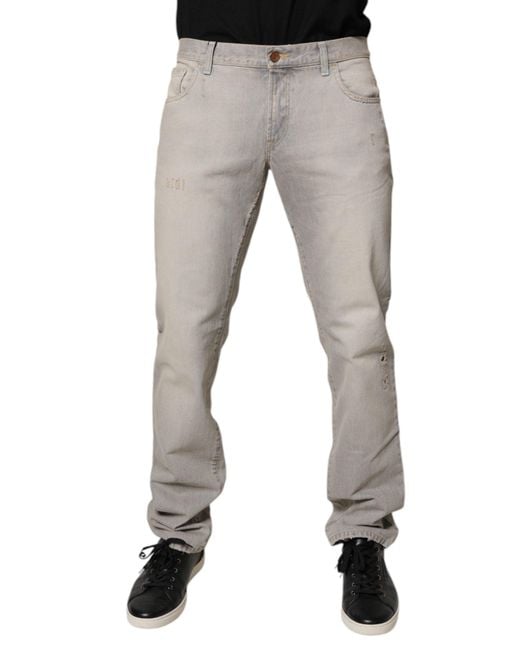 Dolce & Gabbana Gray Distressed Denim Jeans for men