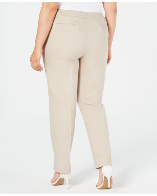 Anne Klein Cotton Dress Pants Beige 